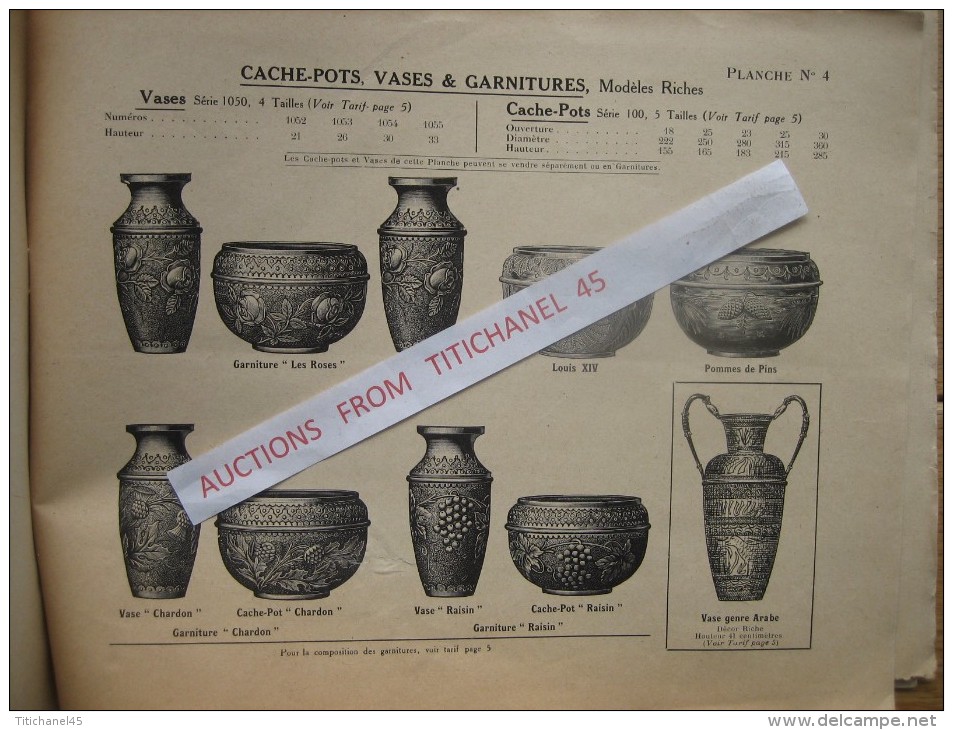 Catalogue CUIVRERIE ARTISTIQUE - A. FLEURET à PARIS - Vases, lampes à pétrole, lampes électriques, appareils d´éclairage