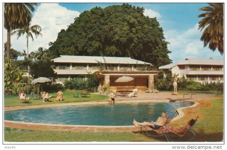 Lihue Kauai Hawaii, Kauai Inn Hotel Resort Swimming Pool, C1950s/60s Vintage Postcard - Kauai