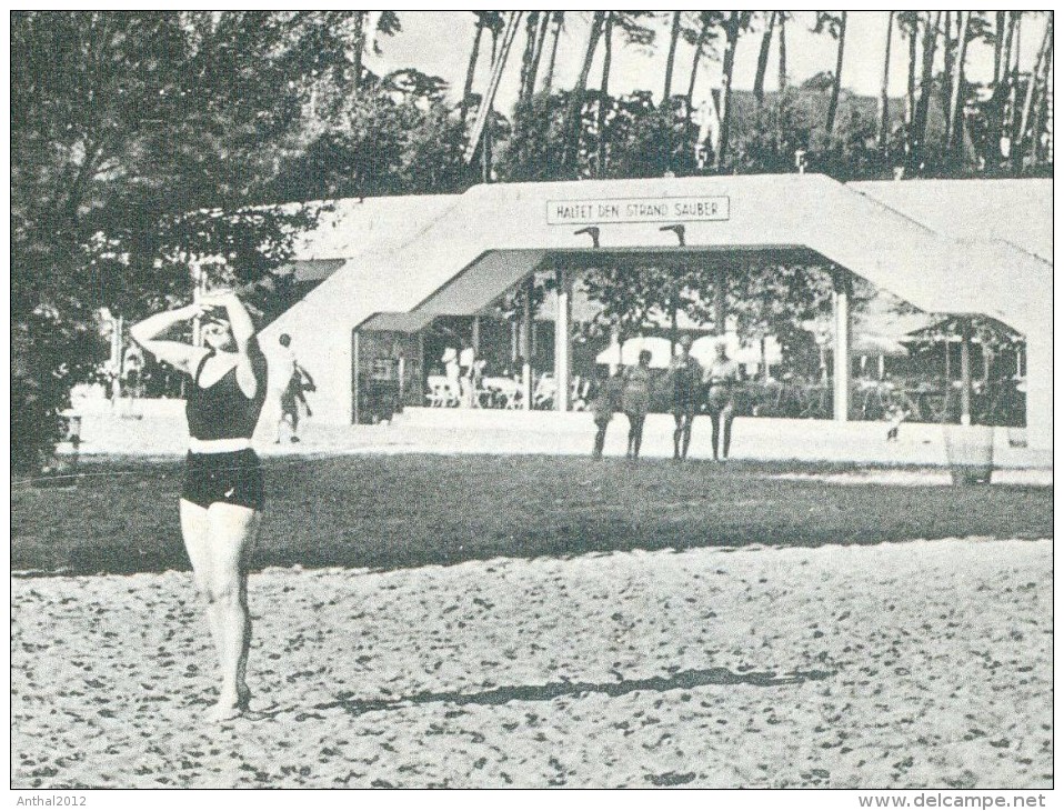 Frau Im Badeanzug Im Strandbad Berlin Wannsee Mit Hinweis "Haltet Den Strand Sauber" Um 1930 Sw - Wannsee