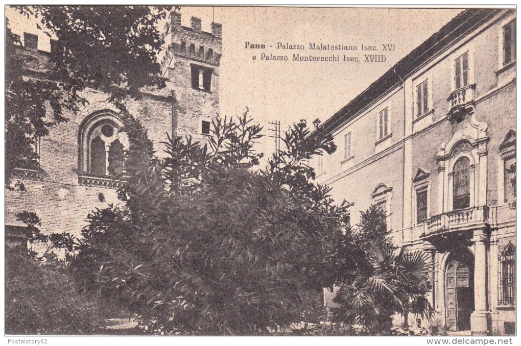 Fano, Palazzo Malatestiano E Palazzo Montevecchi. Cartolina Non Viagg. Anni 40 - Fano