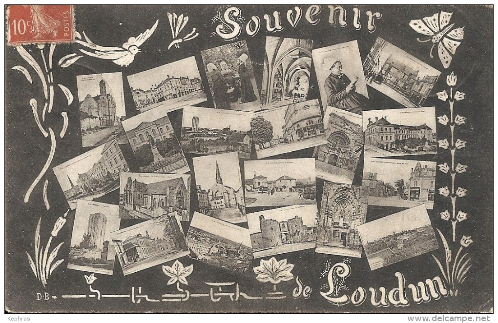 Souvenir De LOUDUN - Cachet De La Poste 1907 - Loudun