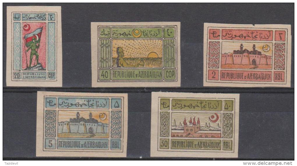 AZERBAIJAN - Five Different National Republic On White Paper. Mint Hinged * Odd Small Fault - Azerbaïjan