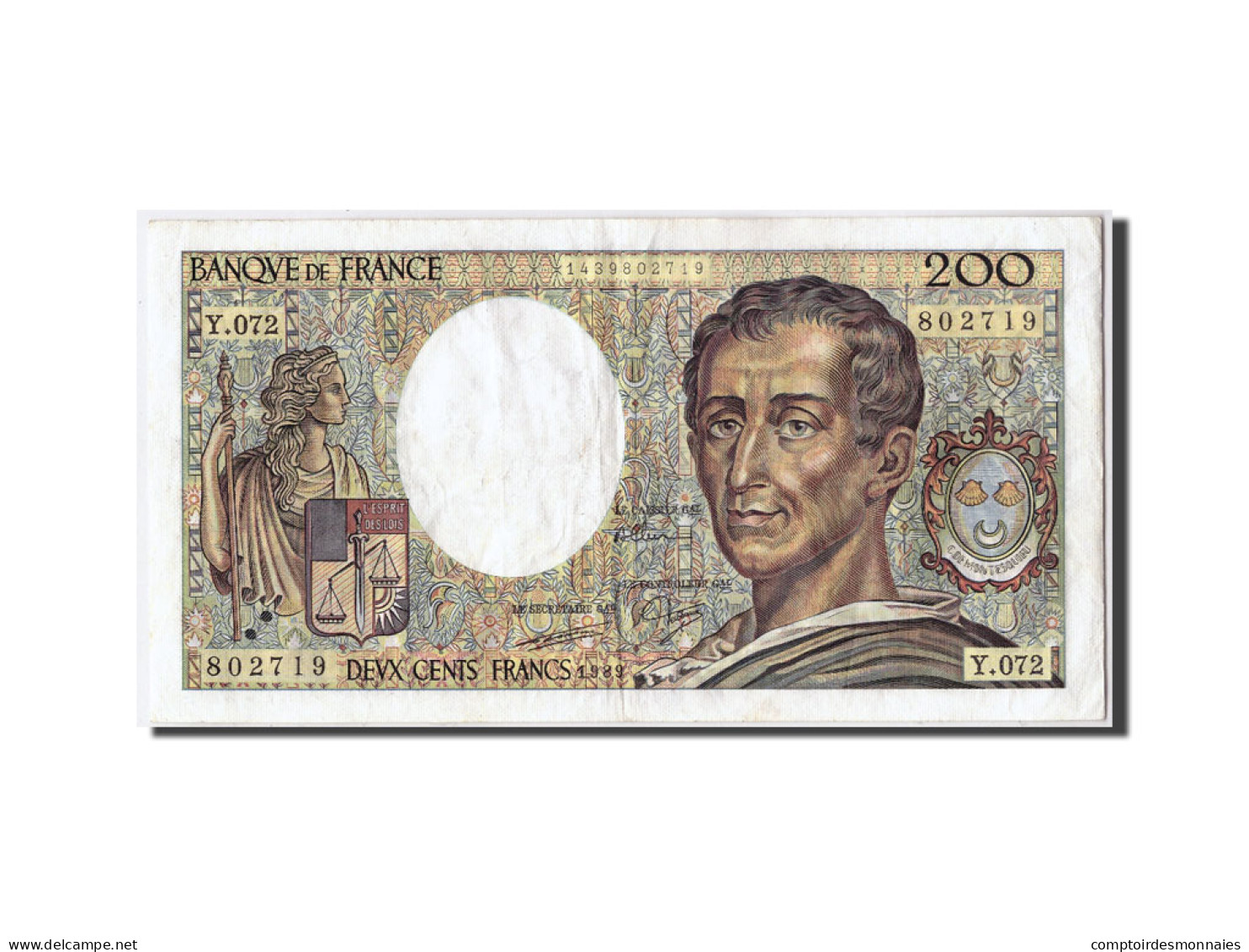 Billet, France, 200 Francs, 200 F 1981-1994 ''Montesquieu'', 1989, TTB - 200 F 1981-1994 ''Montesquieu''
