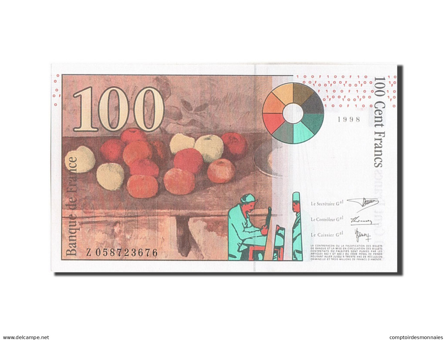 Billet, France, 100 Francs, 100 F 1997-1998 ''Cézanne'', 1998, SPL - 100 F 1997-1998 ''Cézanne''