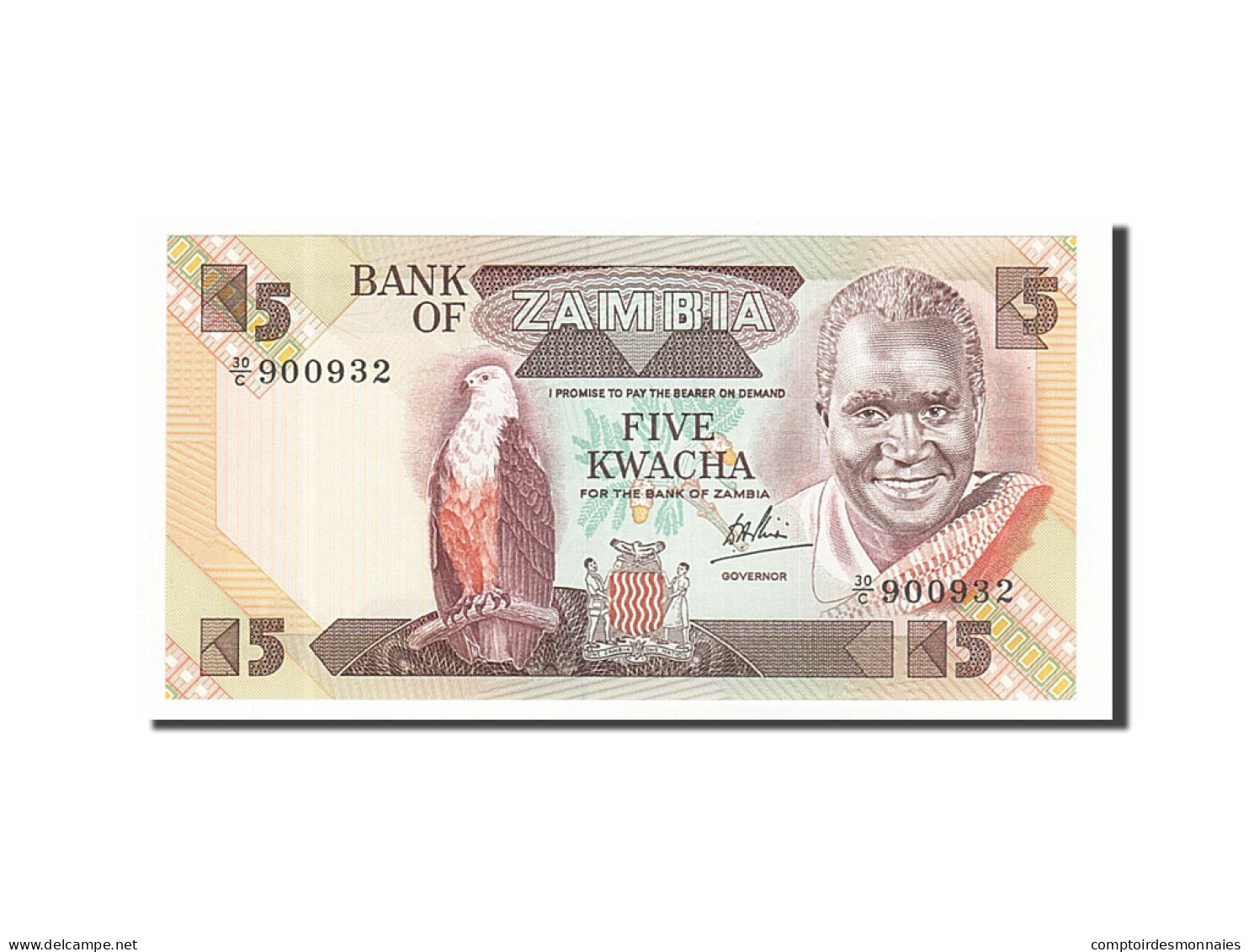 Billet, Zambie, 5 Kwacha, 1988, NEUF - Zambia