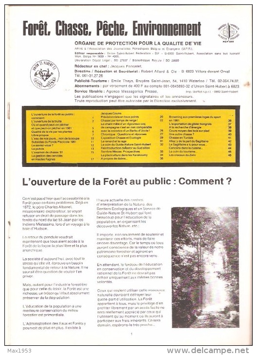 FORET-CHASSE-PECHE-ENVIRONNEMENT -  Revue Trimestrielle - PRINTEMPS 1981 - N°42 - Jagen En Vissen