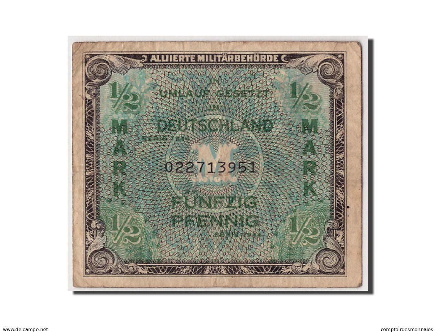 Billet, Allemagne, 1/2 Mark, 1944, TB - 1/2 Mark