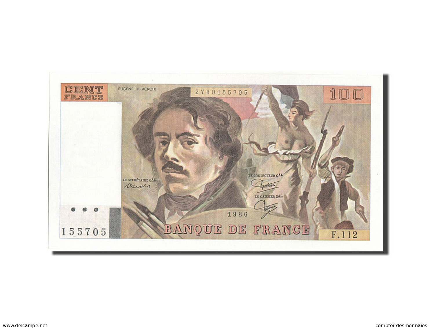 Billet, France, 100 Francs, 100 F 1978-1995 ''Delacroix'', 1986, SPL - 100 F 1978-1995 ''Delacroix''
