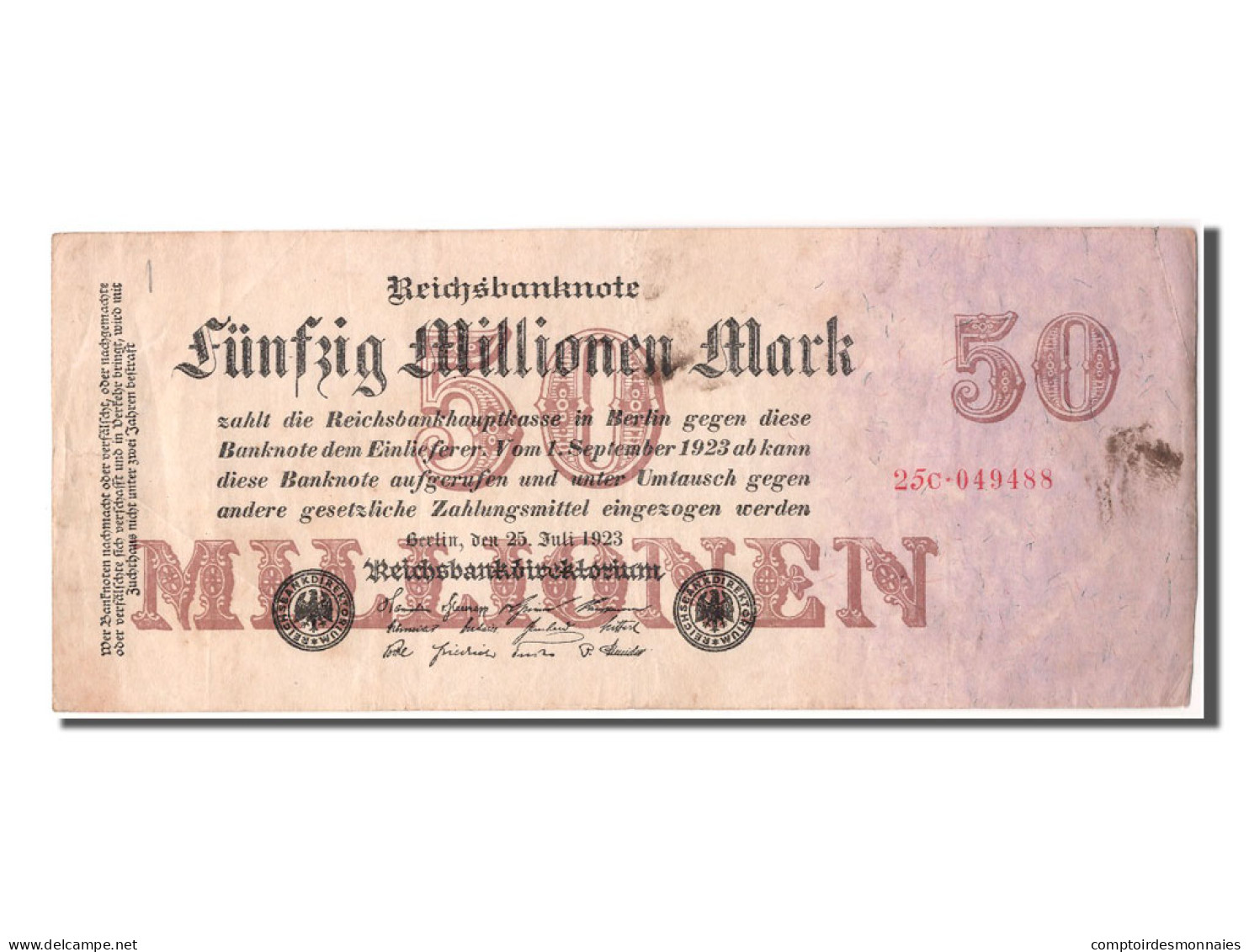 Billet, Allemagne, 50 Millionen Mark, 1923, 1923-07-25, TTB - 50 Mio. Mark