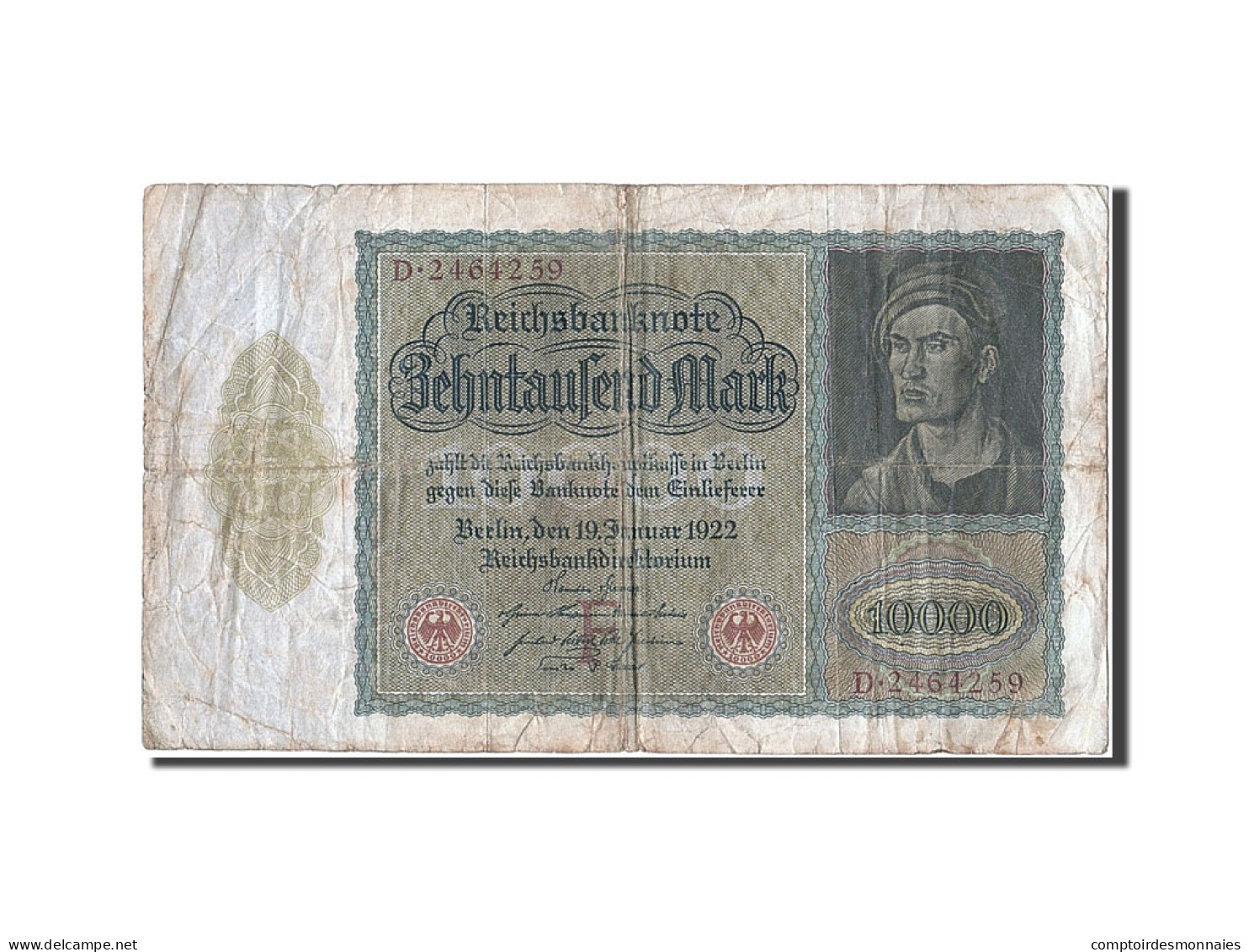 Billet, Allemagne, 10,000 Mark, 1922, 1922-01-19, B - 10.000 Mark