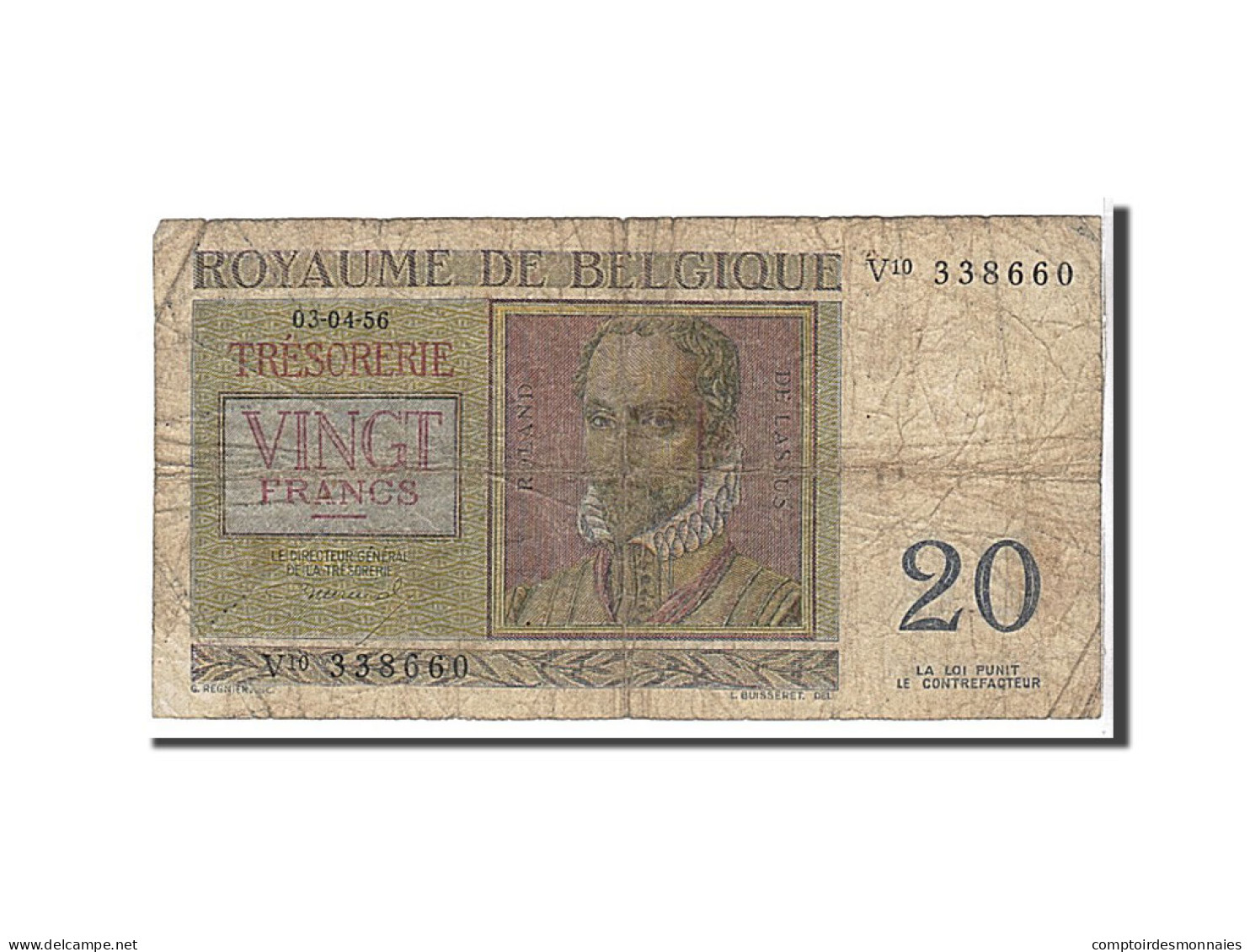 Billet, Belgique, 20 Francs, 1956, KM:132b, TB - Other & Unclassified