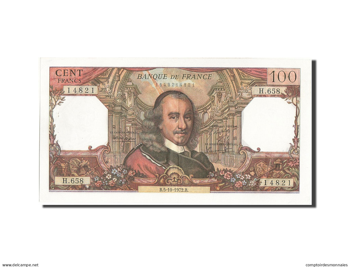 Billet, France, 100 Francs, 100 F 1964-1979 ''Corneille'', 1972, 1972-10-05 - 100 F 1964-1979 ''Corneille''