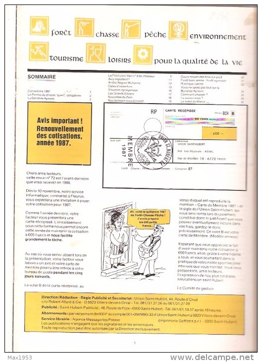 FORET-CHASSE-PECHE-ENVIRONNEMENT -  Septembre-Octobre 1986 - N°72 - Jagen En Vissen