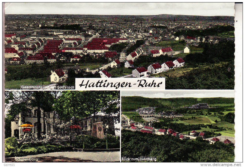 4320 HATTINGEN, Südstadt / Schulenburg / Blick V. Isenberg, 1962 - Hattingen