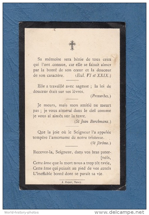 Faire-Part De Décés Ancien - BULGNEVILLE ( Vosges ) - Soeur Valéria HOUEL - Religieuse De La Doctrine Chrétienne - 1900 - Décès