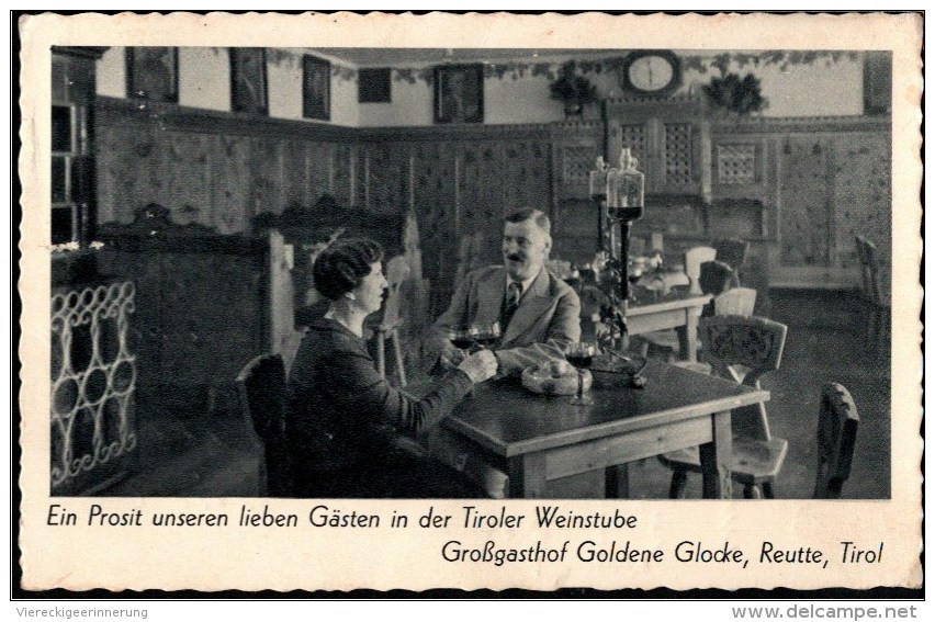 ! Alte Ansichtskarte Gasthof Goldene Glocke, Reutte In Tirol, 1943 , Weinstube, Österreich - Reutte