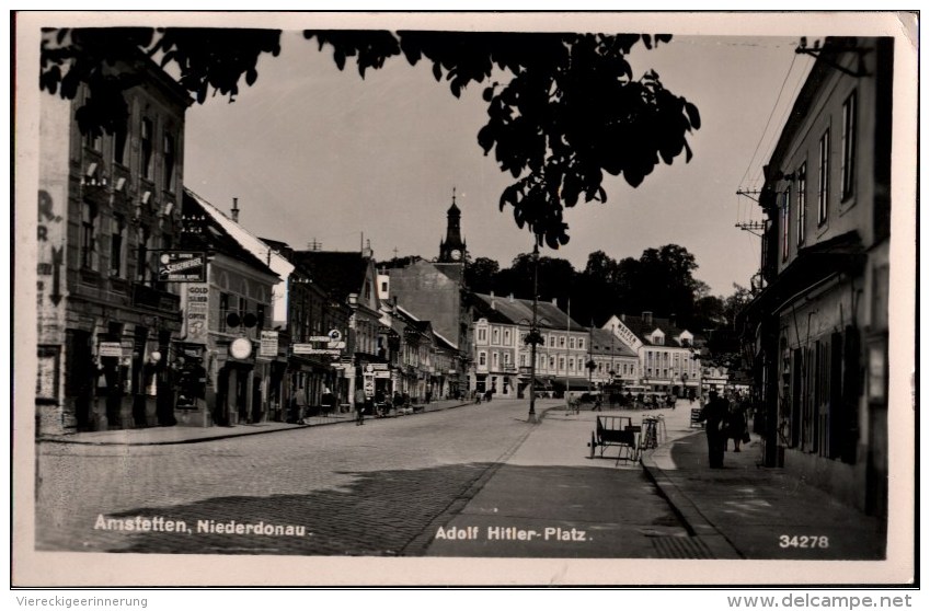 ! Alte Ansichtskarte, Fotokarte Amstetten, Adolf Hitler Platz, Österreich - Amstetten