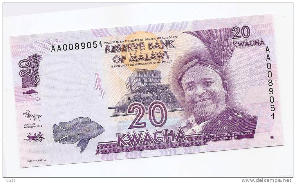 MALAVI  - 20 KWACHA - 2012 -  FISH UNC - Malawi