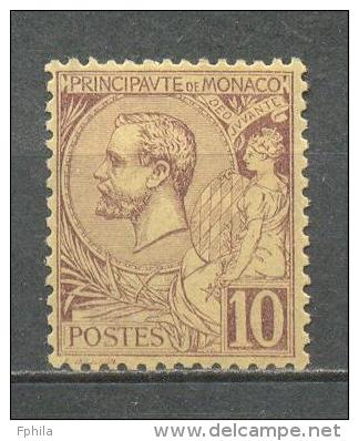 1891 MONACO 10C. DEFINITIVE MICHEL: 14 MINT WITHOUT GUM - Ongebruikt