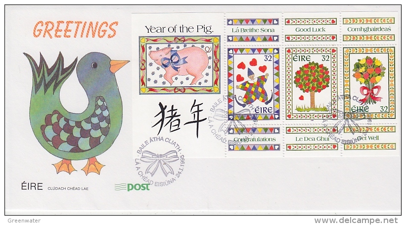Ireland 1995 Year Of The Pig M/s FDC (F3237) - FDC