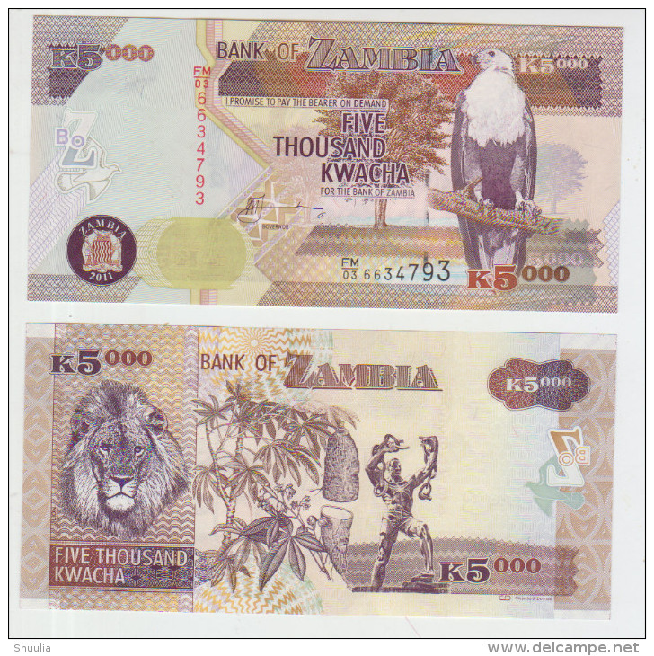 Zambia 5000 Kwacha 2011 Pick 45g UNC - Zambie