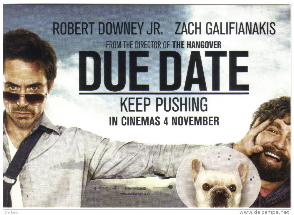 15S: Movie Film Poster Postcard "Due Date" Starring Robert Downey Jr. & Zach Galifianakis - Posters On Cards