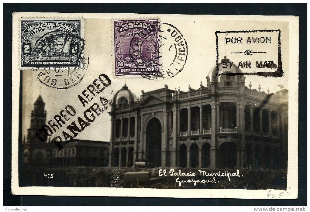 EQUATEUR- Griffe" Correo Aereo Panagra" Sur Carte Postale De Guayaquil  En 1931   A Voir LOT P4240 - Equateur