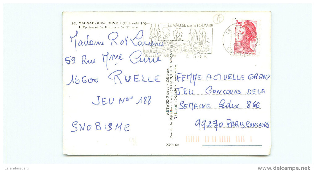 CPSM       Magnac Sur Touvre  L´église Et Le Pont Sur La Touvre       P  3441 - Other & Unclassified