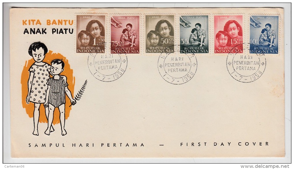 FDC Indonésie - Kita Bantu Anak Piatu - 1958 - Indonesia