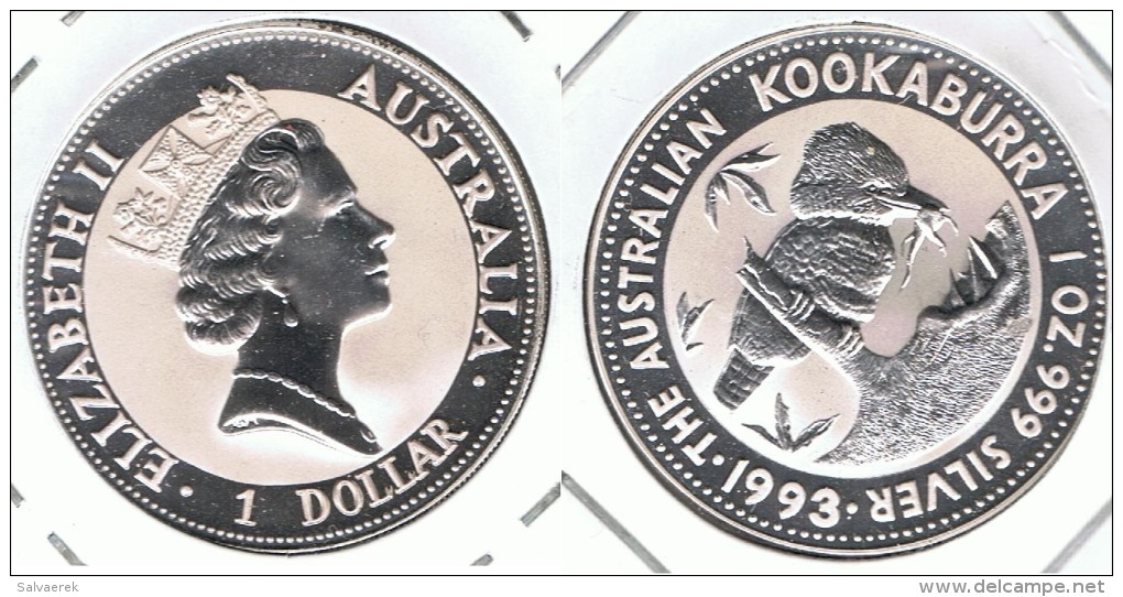 AUSTRALIA DOLLAR ONZA KOOKABURRA 1993 PLATA SILVER - Otros & Sin Clasificación