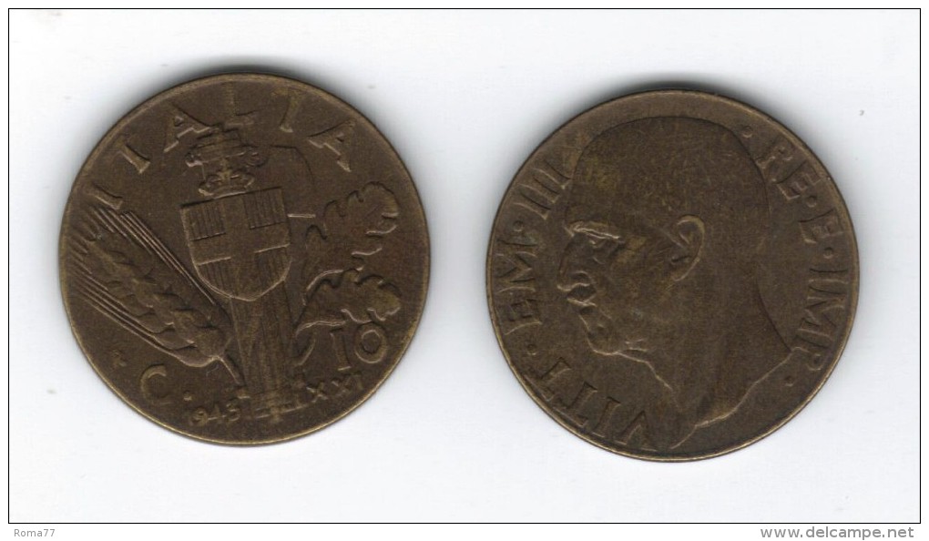 10 Centesimi "Impero" Del 1943 : L'ultima Del Regno . BRONZITAL - 1900-1946 : Vittorio Emanuele III & Umberto II