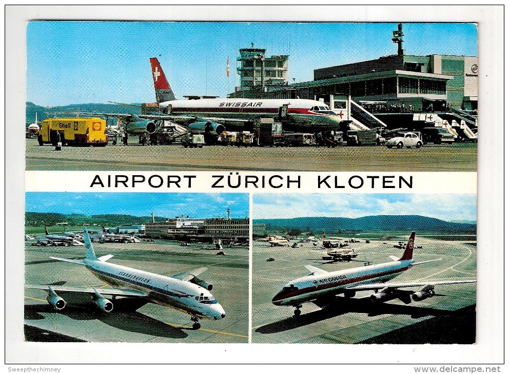 TDS2-17 Airport Zürich Kloten, Multivues, Swissair, Air Canada, Nicht Gelaufen LARGE SIZE UNUSED - Vliegvelden