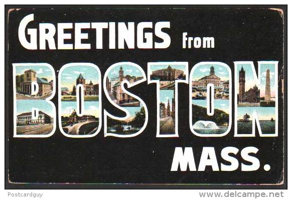 Boston, Mass - Greetings From - Large Letter Postcard - Boston