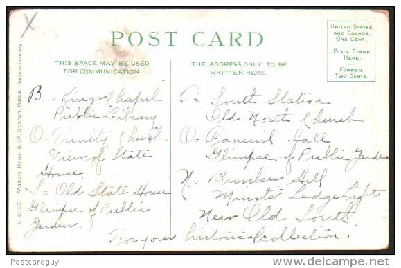 Boston, Mass - Greetings From - Large Letter Postcard - Boston