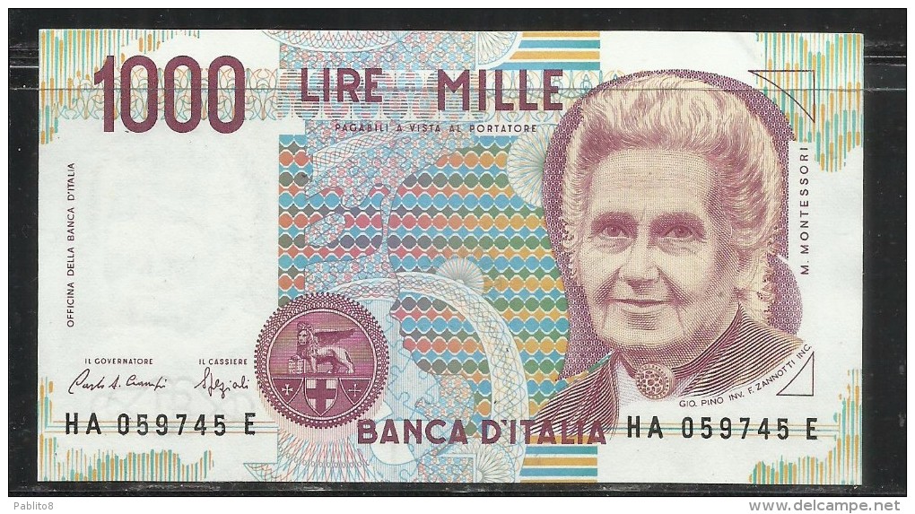 ITALIA REPUBBLICA 1990 BANCONOTA DA LIRE 1000 MONTESSORI  ITALIE ITALIEN ITALY - 1000 Lire