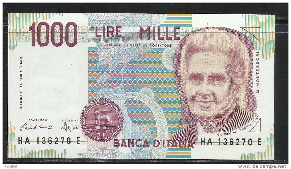 ITALIA REPUBBLICA 1990 BANCONOTA DA LIRE 1000 MONTESSORI  ITALIE ITALIEN ITALY - 1000 Lire