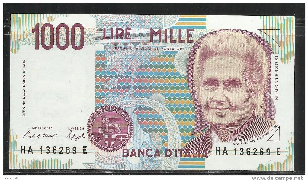 ITALIA REPUBBLICA 1990 BANCONOTA DA LIRE 1000 MONTESSORI  ITALIE ITALIEN ITALY - 1000 Lire