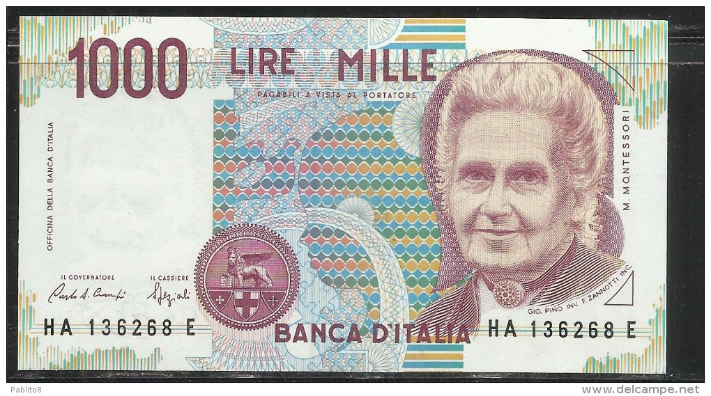 ITALIA REPUBBLICA 1990 BANCONOTA DA LIRE 1000 MONTESSORI  ITALIE ITALIEN ITALY - 1000 Lire