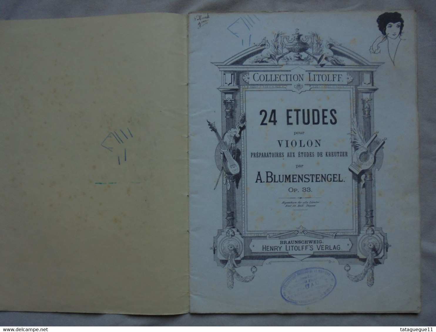 Ancien - Collection LITOLFF N° 1568 A. BLUMENSTENCEL 24 Etudes Violino Solo - Instruments à Cordes