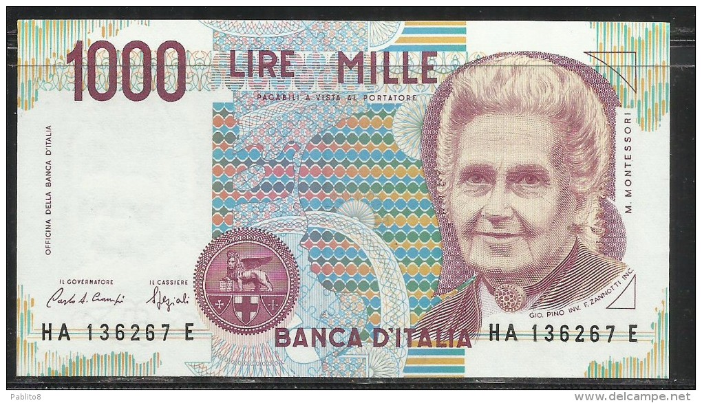 ITALIA REPUBBLICA 1990 BANCONOTA DA LIRE 1000 MONTESSORI  ITALIE ITALIEN ITALY - 1000 Lire