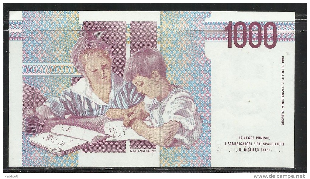 ITALIA REPUBBLICA 1990 BANCONOTA DA LIRE 1000 MONTESSORI  ITALIE ITALIEN ITALY - 1000 Lire