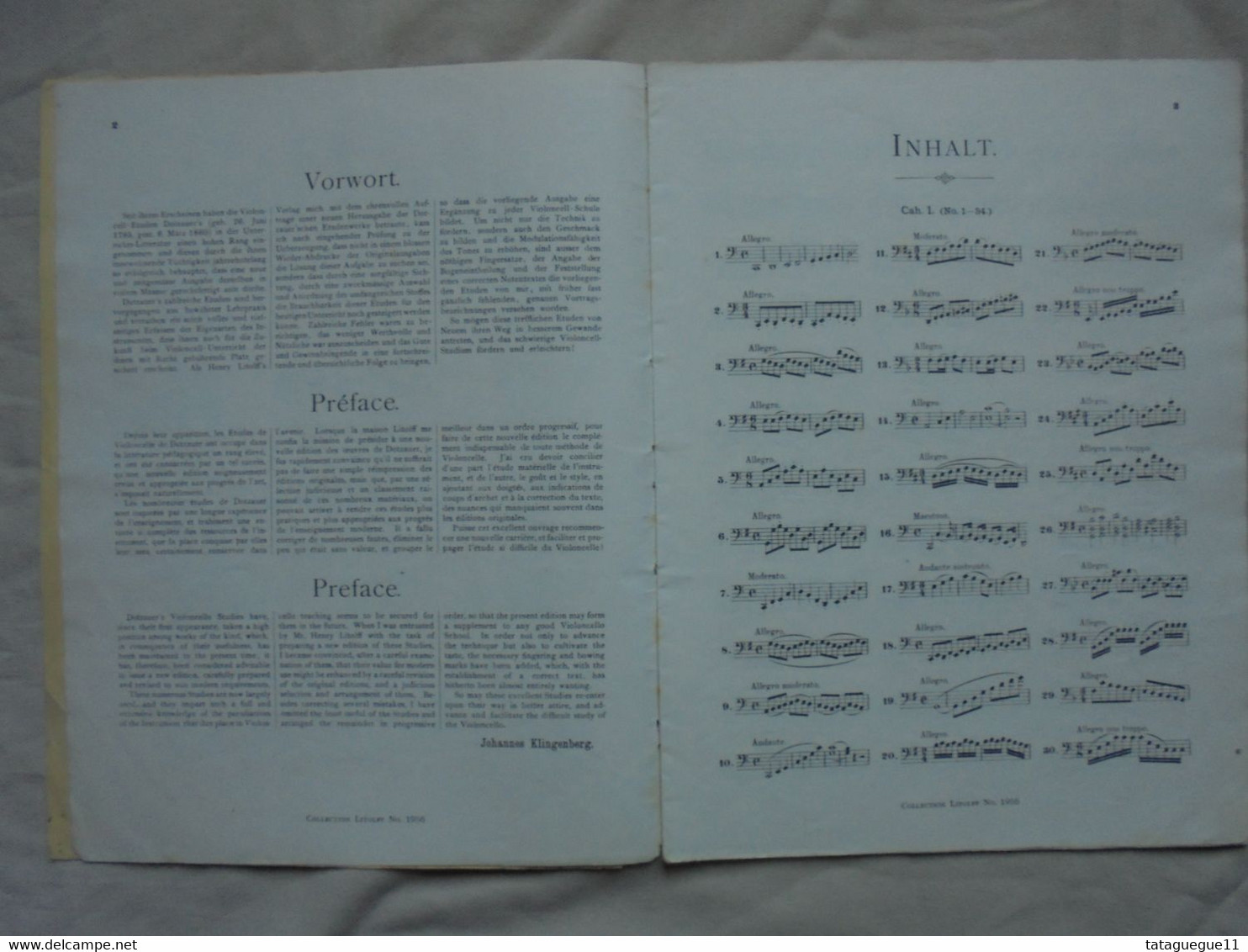 Ancien - Collection LITOLFF N° 1956 A. DOTZAUER 113 Etudes Violoncelle - Instruments à Cordes