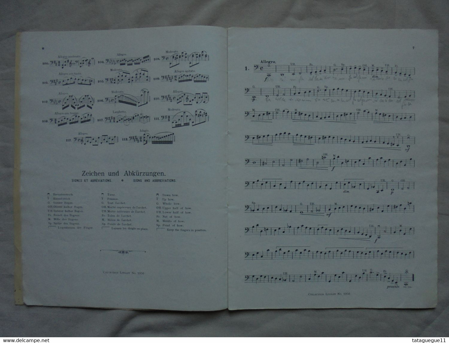 Ancien - Collection LITOLFF N° 1956 A. DOTZAUER 113 Etudes Violoncelle - Instruments à Cordes