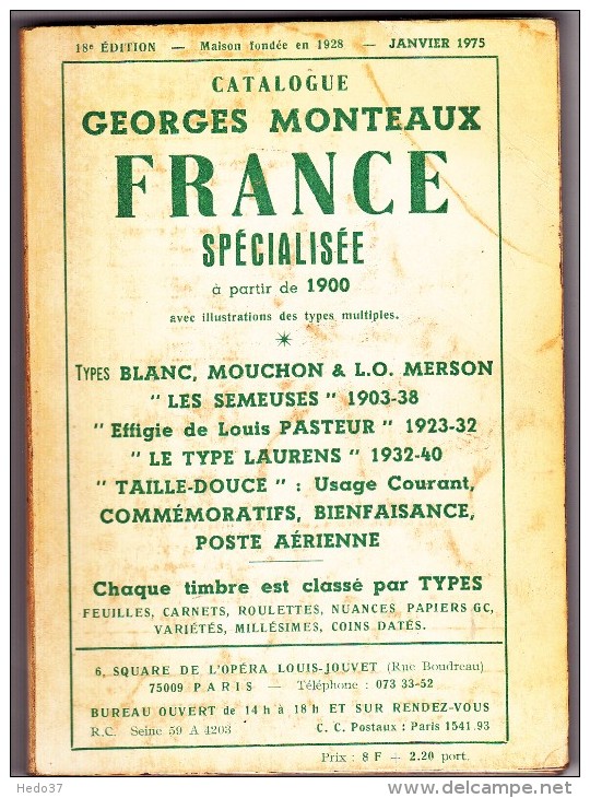 France Spécialisée - Monteaux 1975 - Philately And Postal History