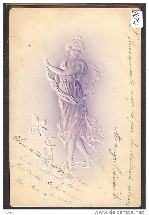 FEMME - JUGENDSTIL - ART NOUVEAU - CARTE EN RELIEF - PRÄGE KARTE - EMBOSSED CARD - TB - Femmes