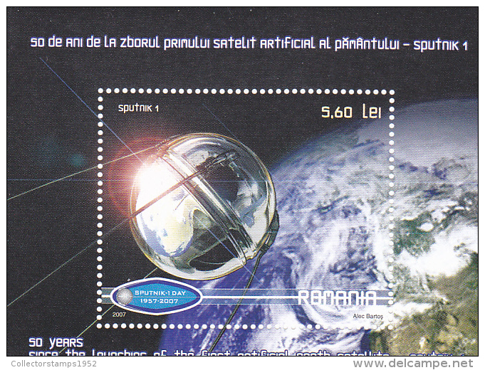 17 SPACE SPUTNIK 1,BLOCK ROMANIA,2007 , MNH,**. - Europa