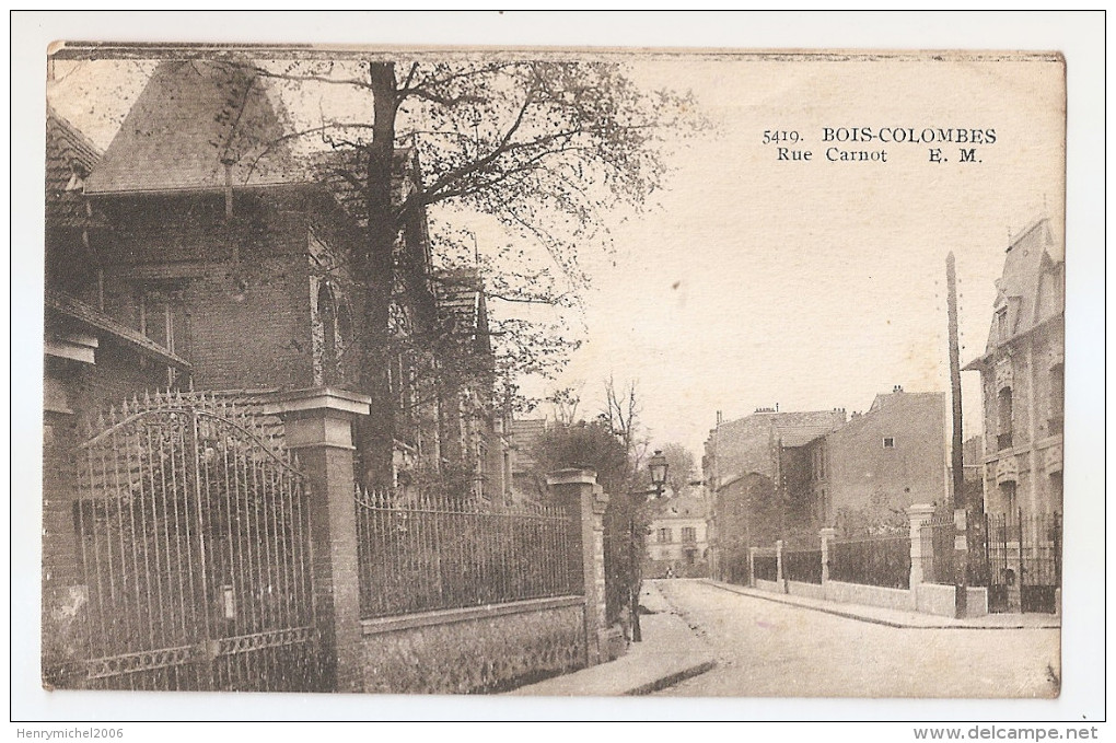 Hauts De Seine - 92 - Bois Colombes Rue Carnot En 1937 - Other & Unclassified