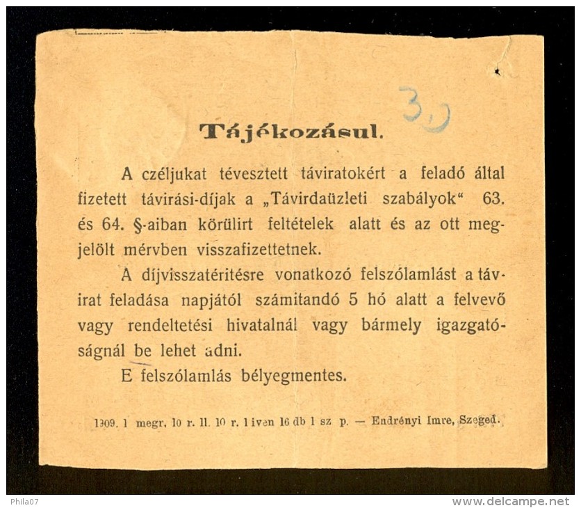 Hungary - Postal Formular For Payment Of Telephone Conversation In Pancsova 'Dij-nyugta', 22.07.1911. - Otros & Sin Clasificación