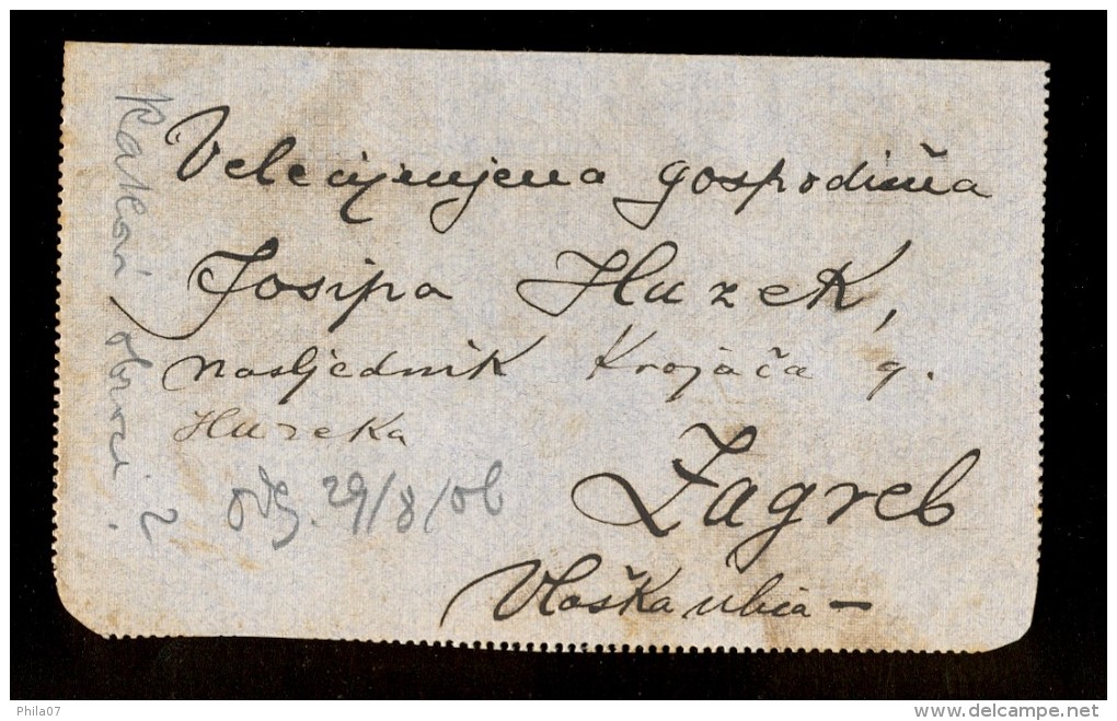 Hungary, Croatia - Closed Letter Is Sent From Krizevci (Koros) To Zagreb 27.08.1906. Nice Franking On The Back Of Letter - Maximumkarten (MC)