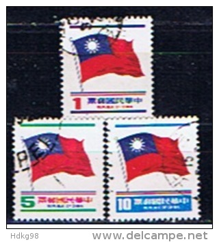 ROC+ China Taiwan 1978 Mi 1264 1266 1269 Nationalflagge - Oblitérés